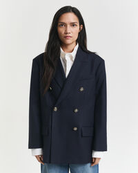 Oversized Hopsack Blazer aus Wolle