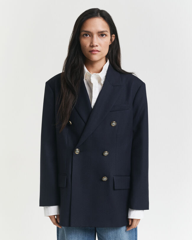 Oversized Hopsack Blazer aus Wolle