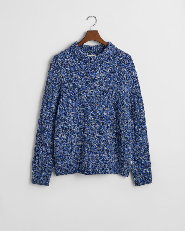 Rundhalspullover aus strukturiertem Wollgemisch