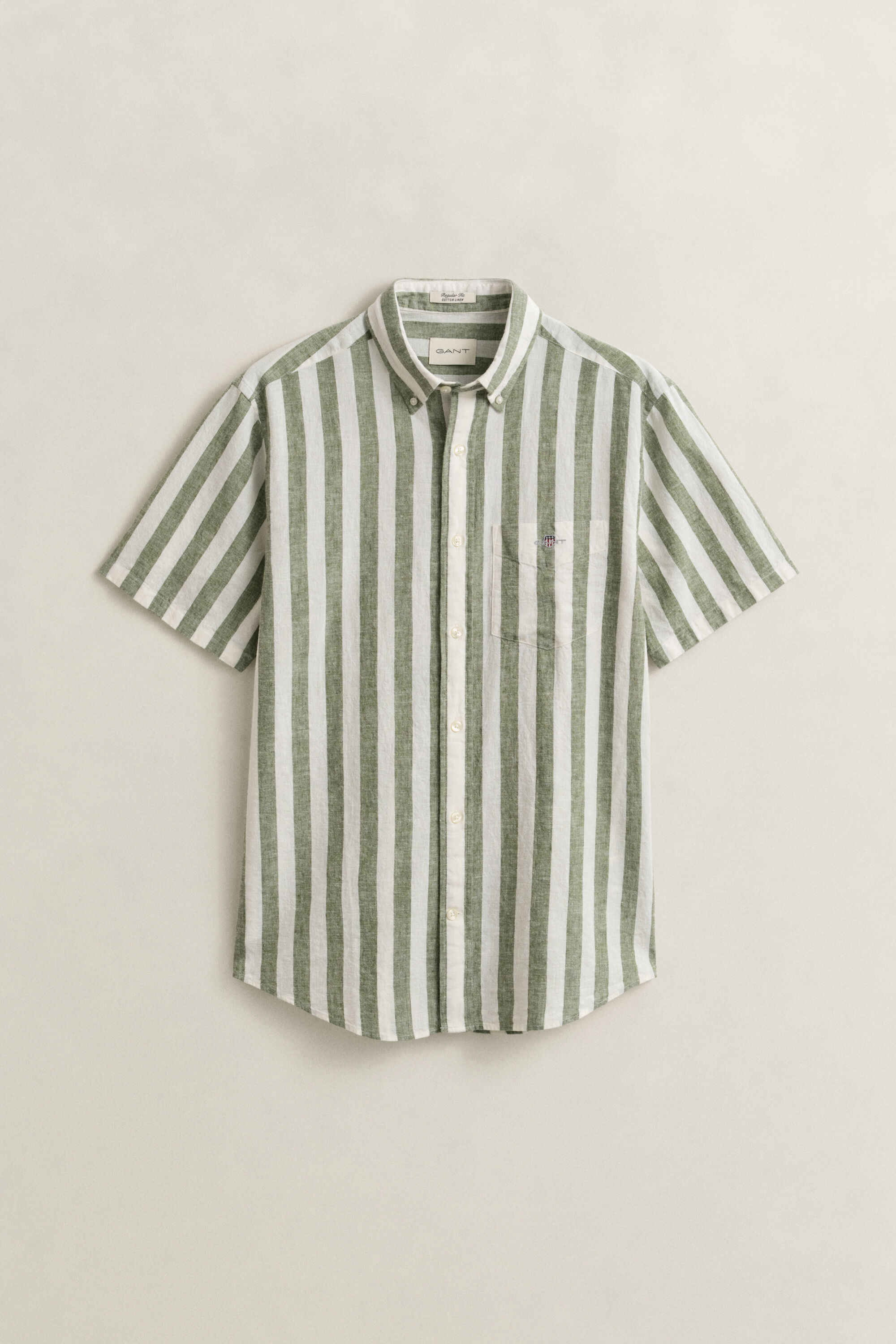Striped Linen Blend Short Sleeve Shirt