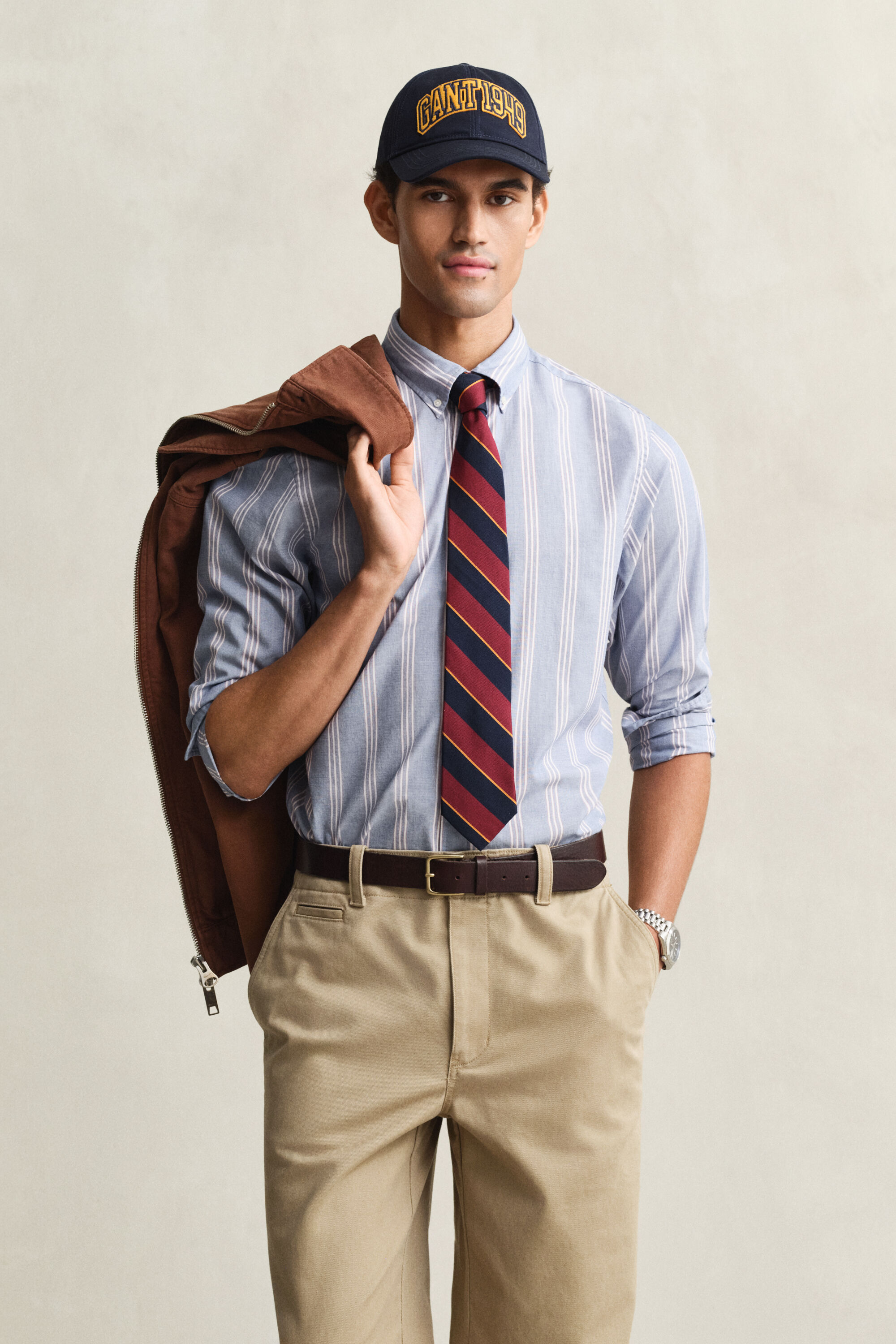 Camicia fil-à-fil in popeline a righe regular fit