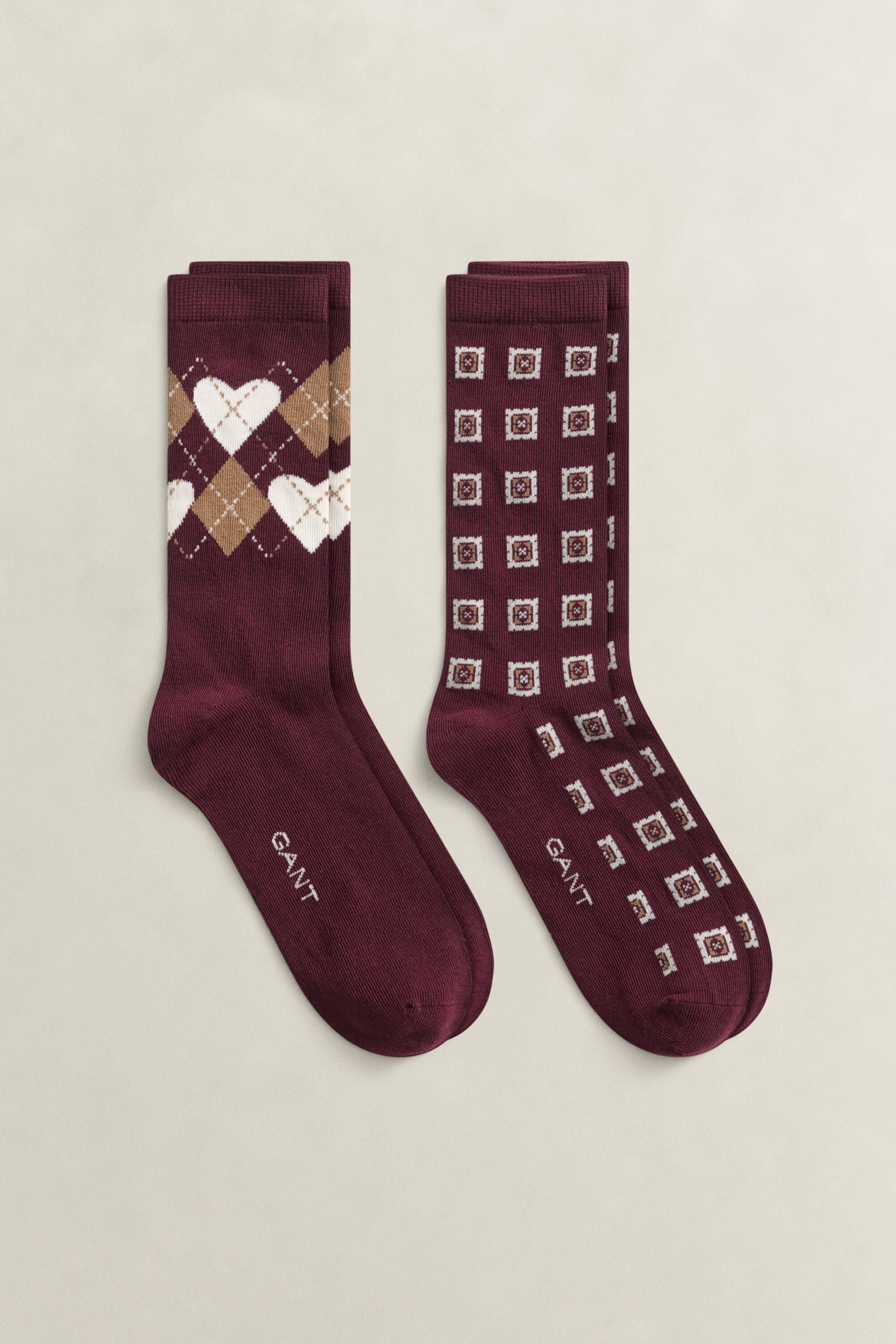 2-Pack Argyle Heart Socks Gift Box