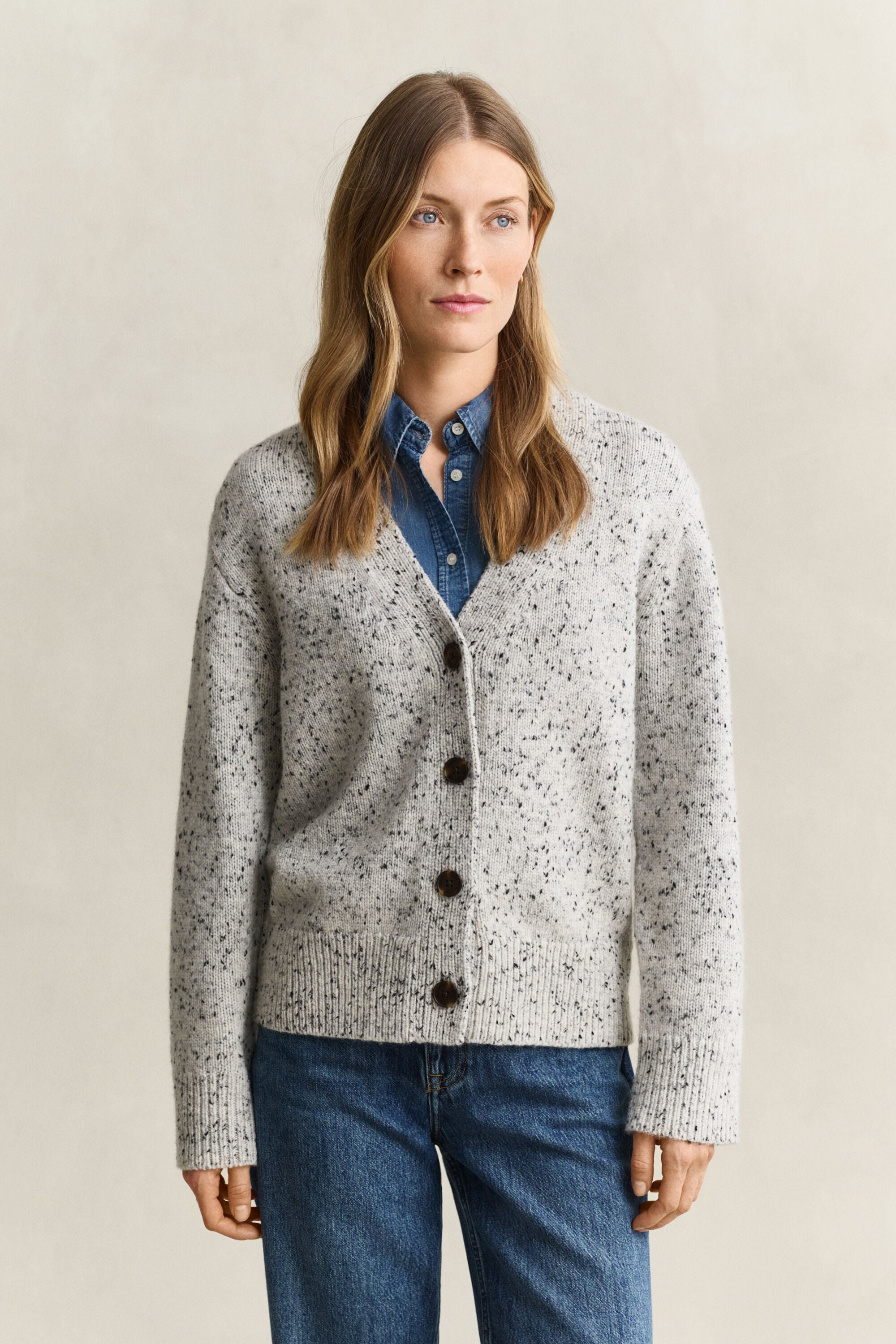 Strickjacke aus Wollmix mit Noppenstruktur