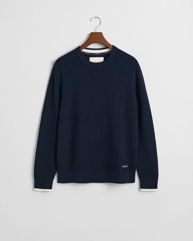 Gerippter Rundhalspullover aus Baumwolle