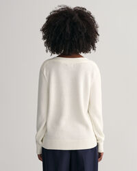 Textured Baumwoll Pullover mit U-Boot-Ausschnitt