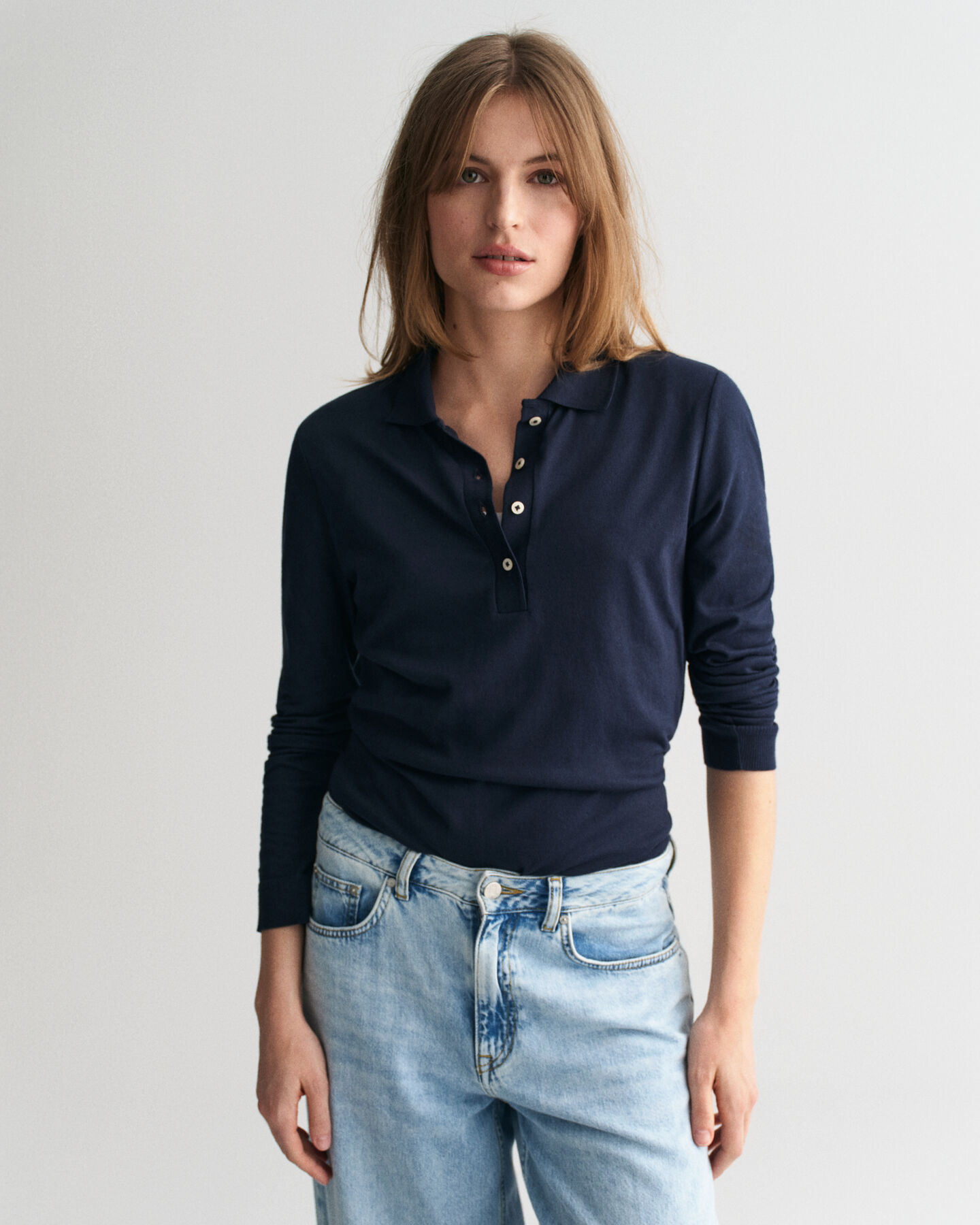 Nahtloses Langarm-Poloshirt