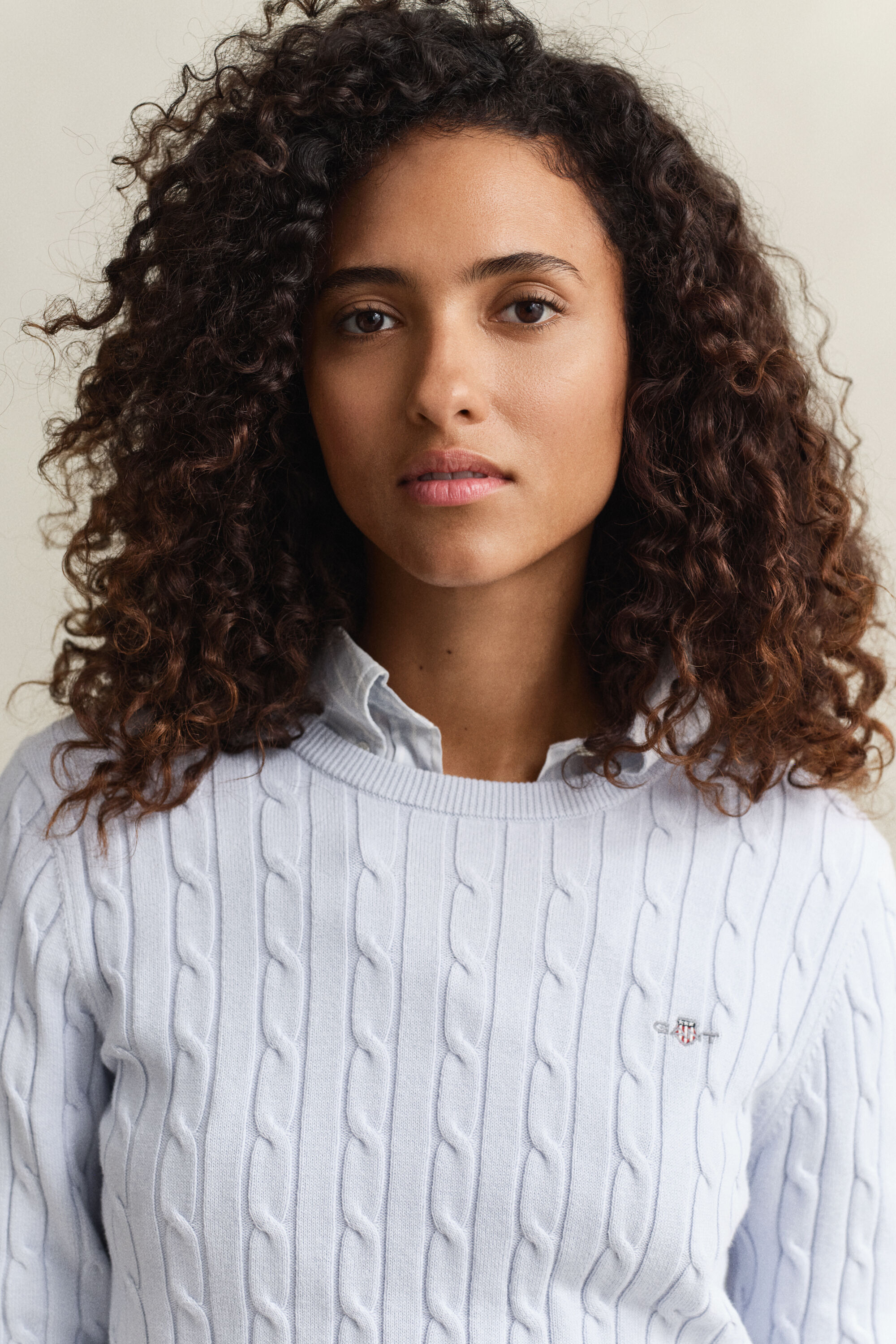 Pull col rond en maille torsadée