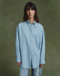 Oversized Fit Chambray-Bluse