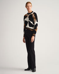 Rundhalspullover mit Leopardenmuster