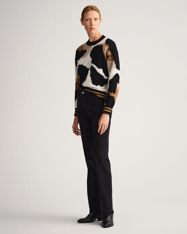 Rundhalspullover mit Leopardenmuster