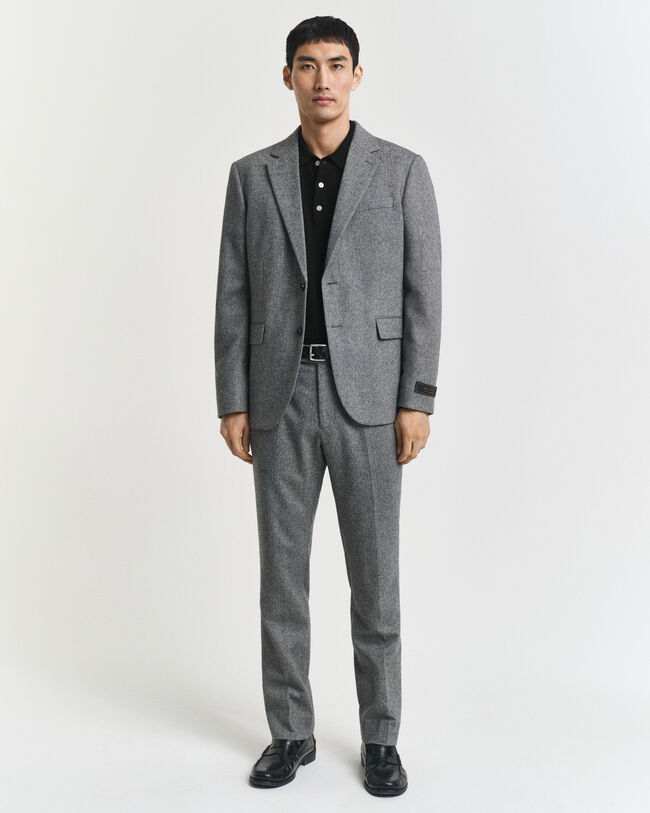 Slim Fit Herringbone Anzughose aus Flanell