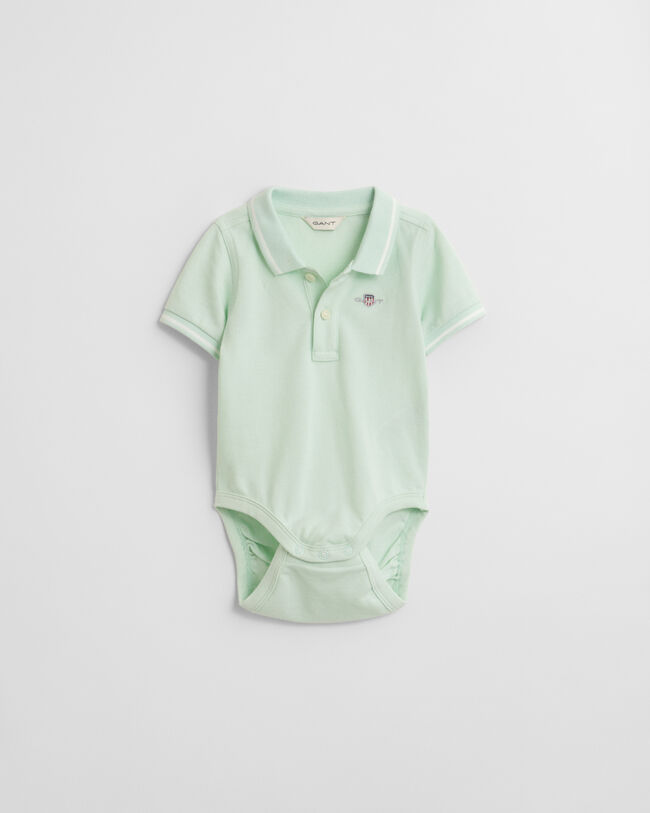 Baby Piqu&eacute; Body mit kontrastierenden Randstreifen