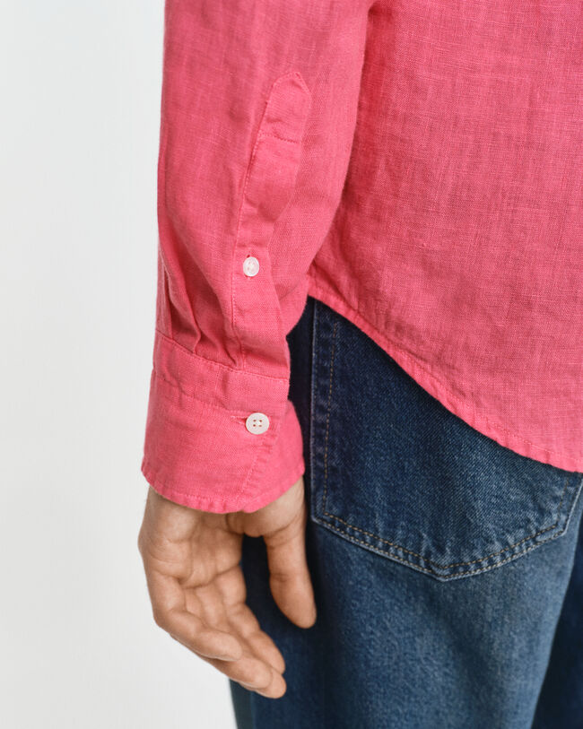 Stückgefärbtes Regular Fit Leinen Hemd