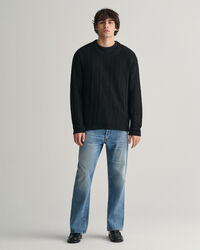 Rundhalspullover aus Leinen und Seide