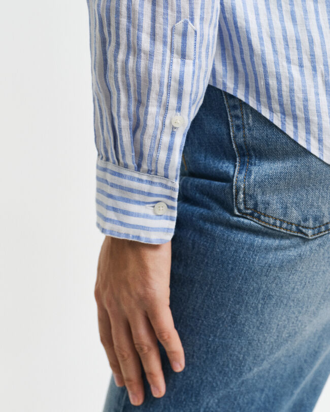 Regular Fit Leinenbluse mit Streifen