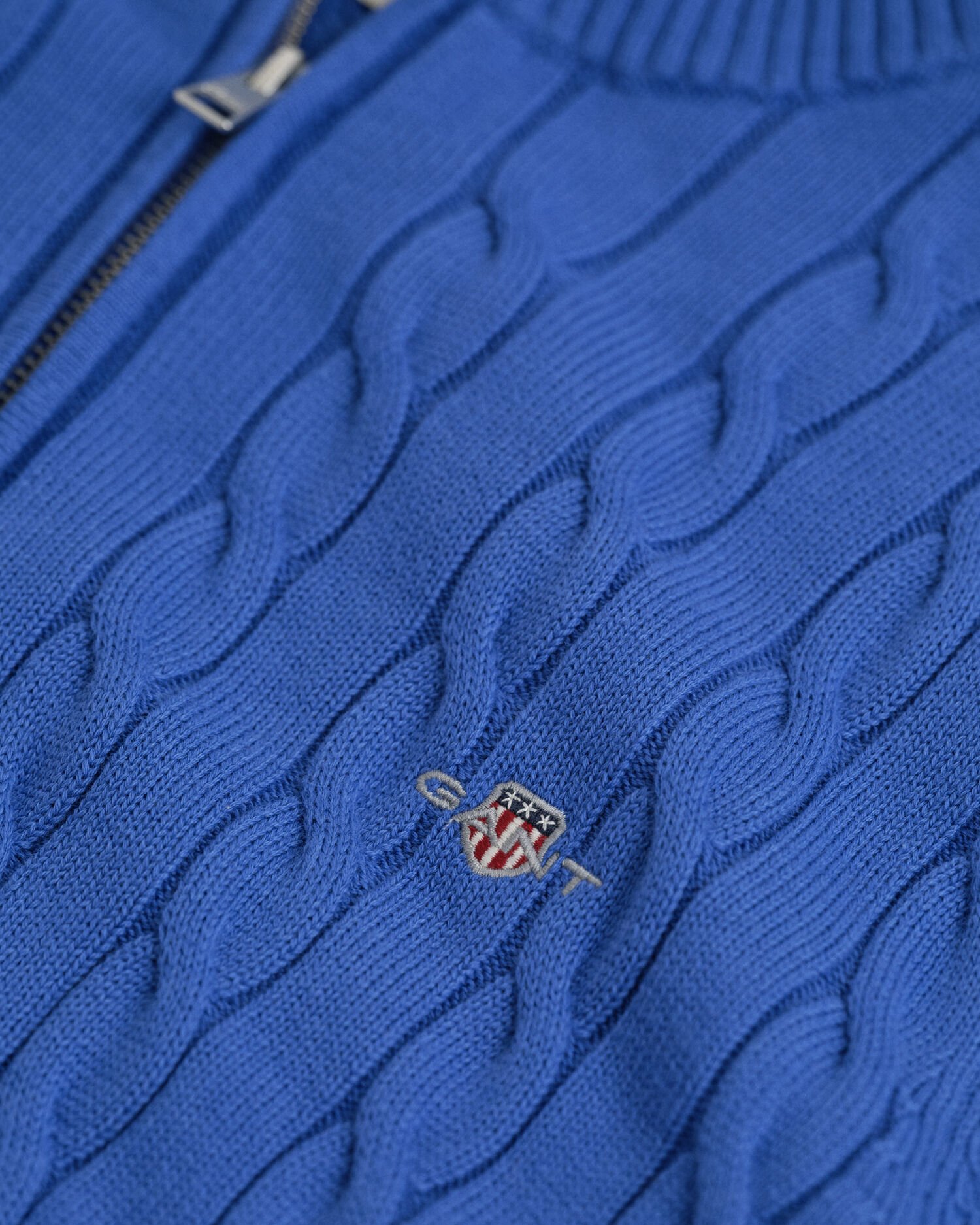 Maglia con zip corta in cotone a trecce