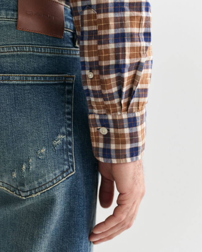 Leichtes Regular Fit Twill Hemd mit Karomuster