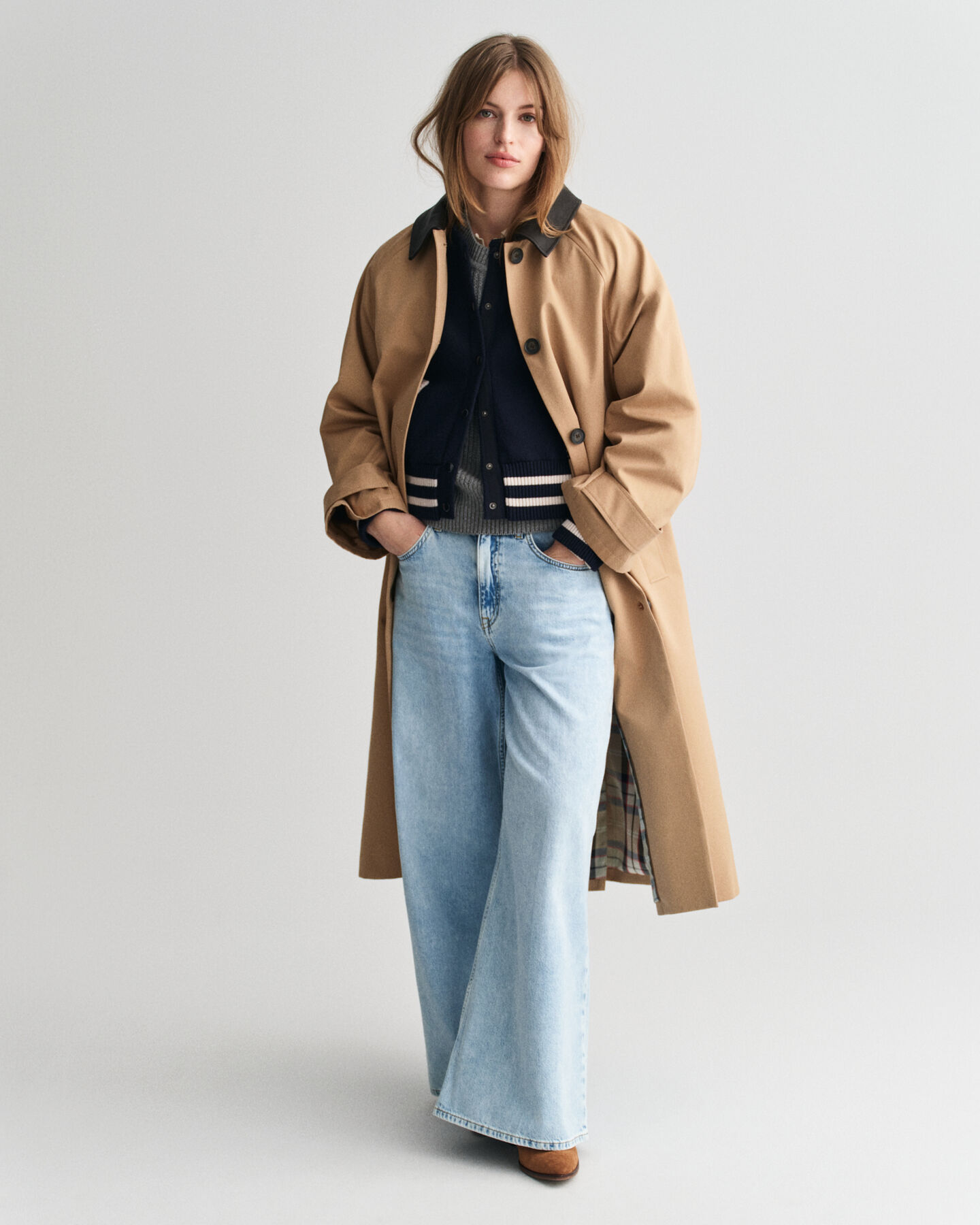 Kurzmantel mit Lederkragen