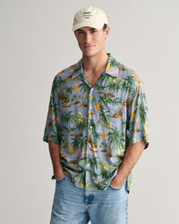 Relaxed Fit Hawaiian Print Kurzarmhemd