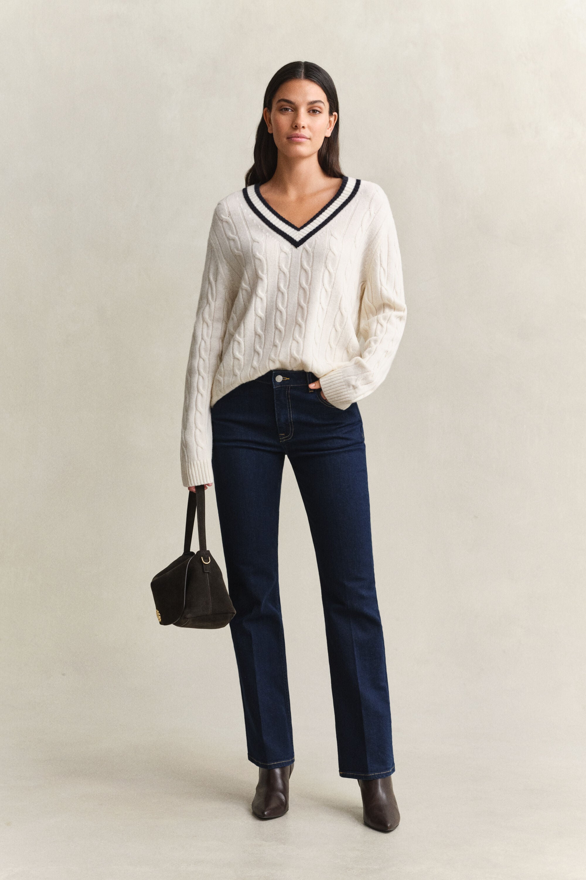 Maglia a trecce in lana merino