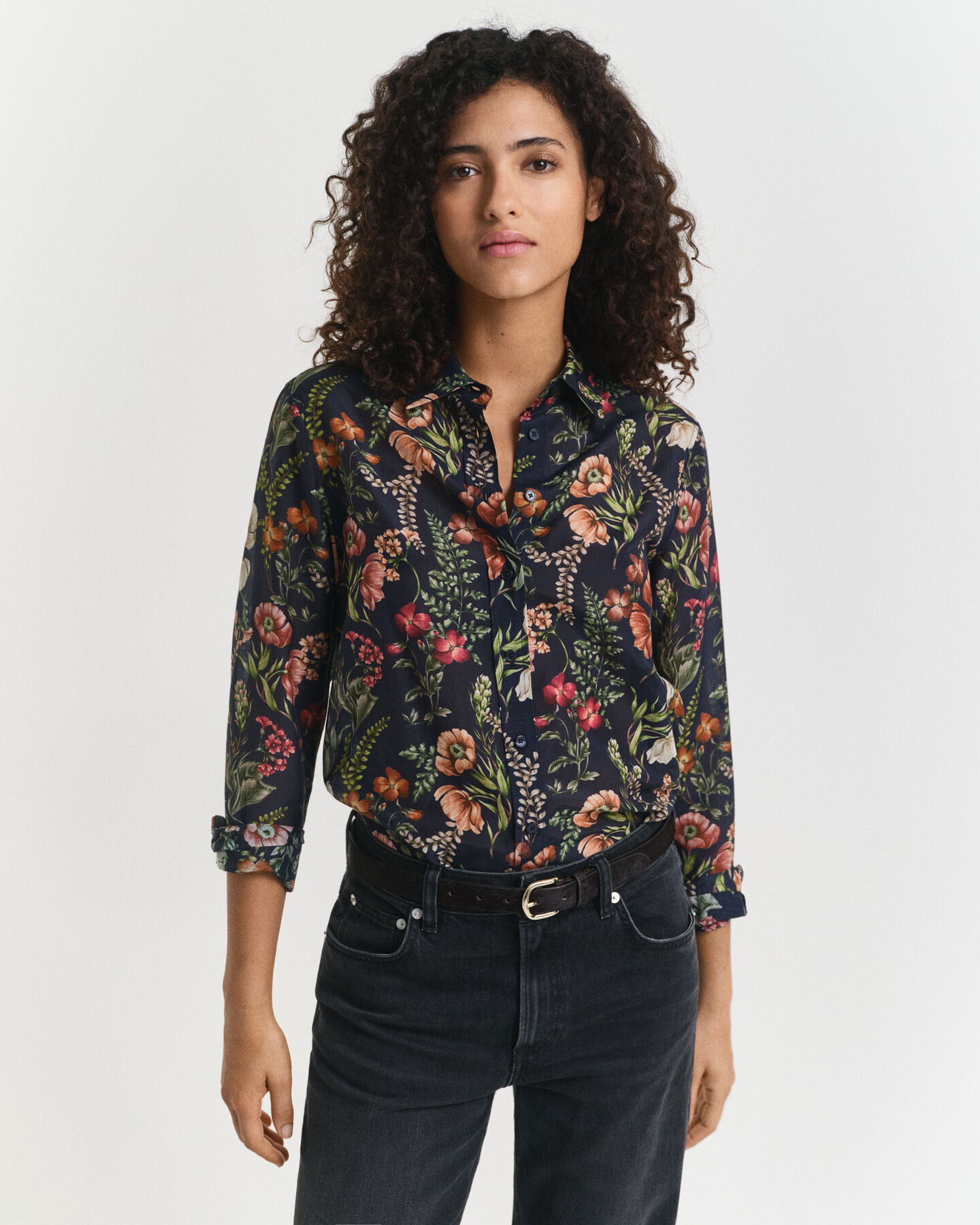 Regular Fit Bluse aus Baumwolle und Seide mit Blumen-Print
