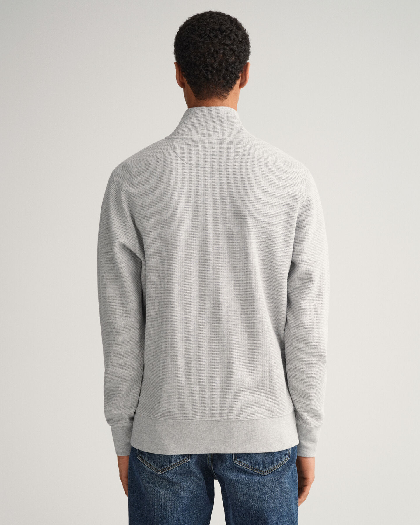 Sweatshirt mit Waffelstruktur und Rei&szlig;verschlusskragen