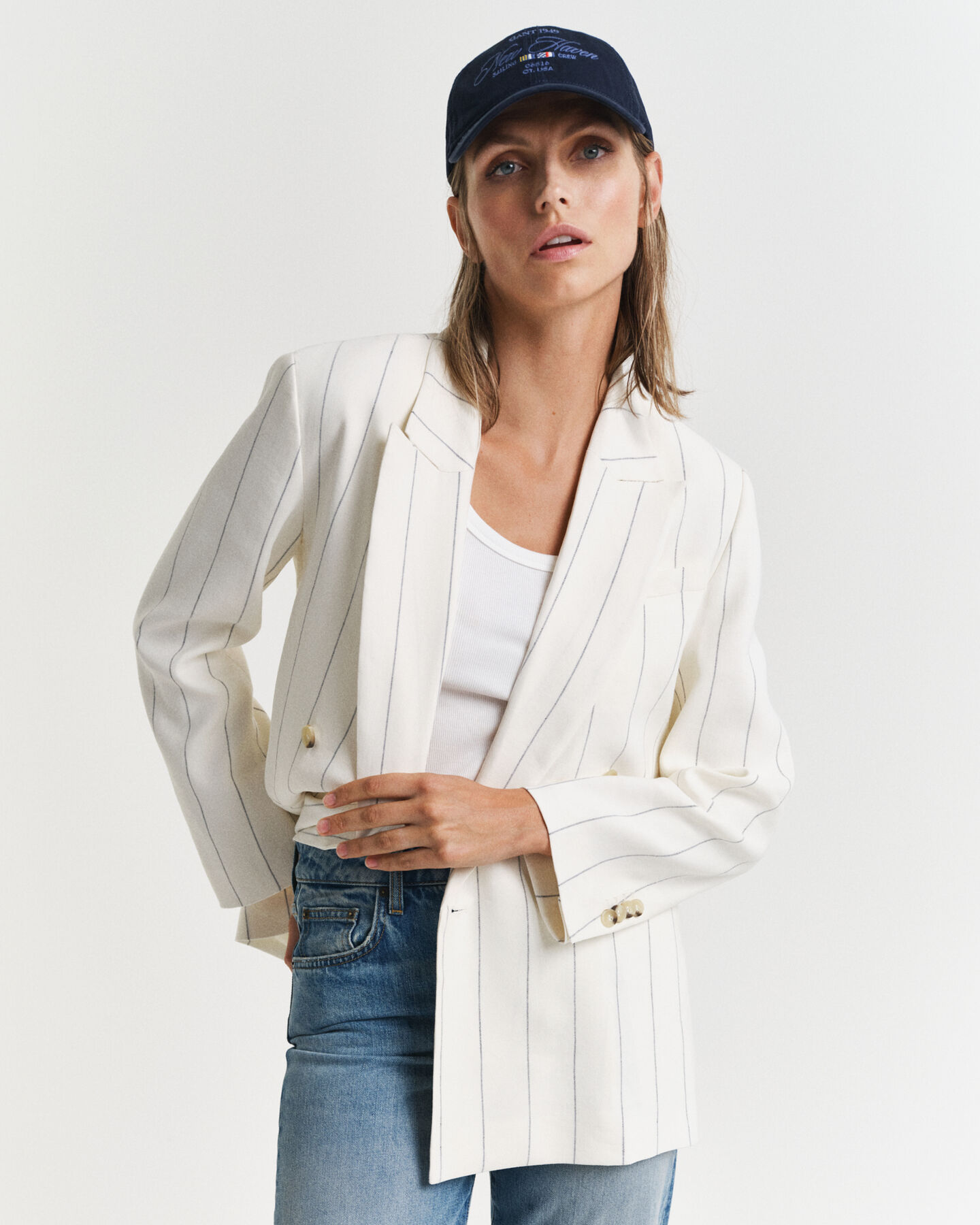 Pinstripe Leinen Club Blazer