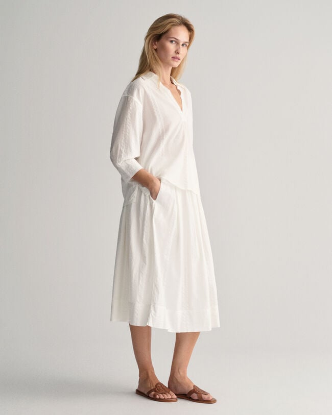 Relaxed Fit Seersucker Schlupfbluse mit Streifen