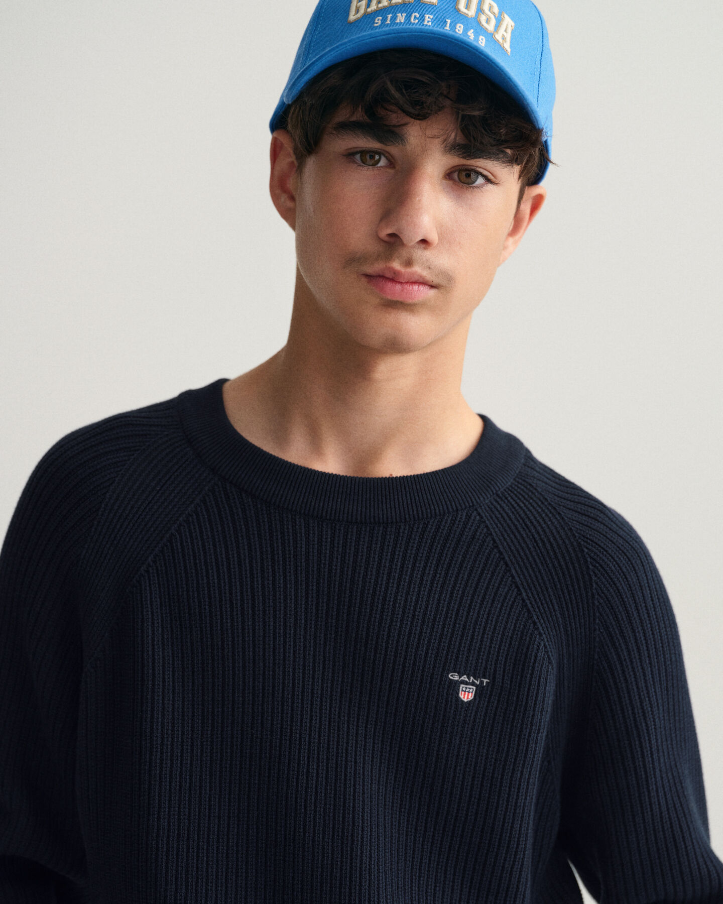 Teens Casual Rundhalspullover aus gerippter Baumwolle