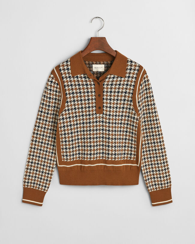 Houndstooth Jacquard Polopullover