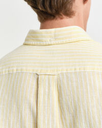 Regular Fit Baumwoll Leinen Kurzarmhemd mit Streifen