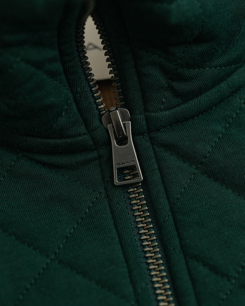 Gesteppte Sweatjacke mit Reißverschluss und Cord-Kragen