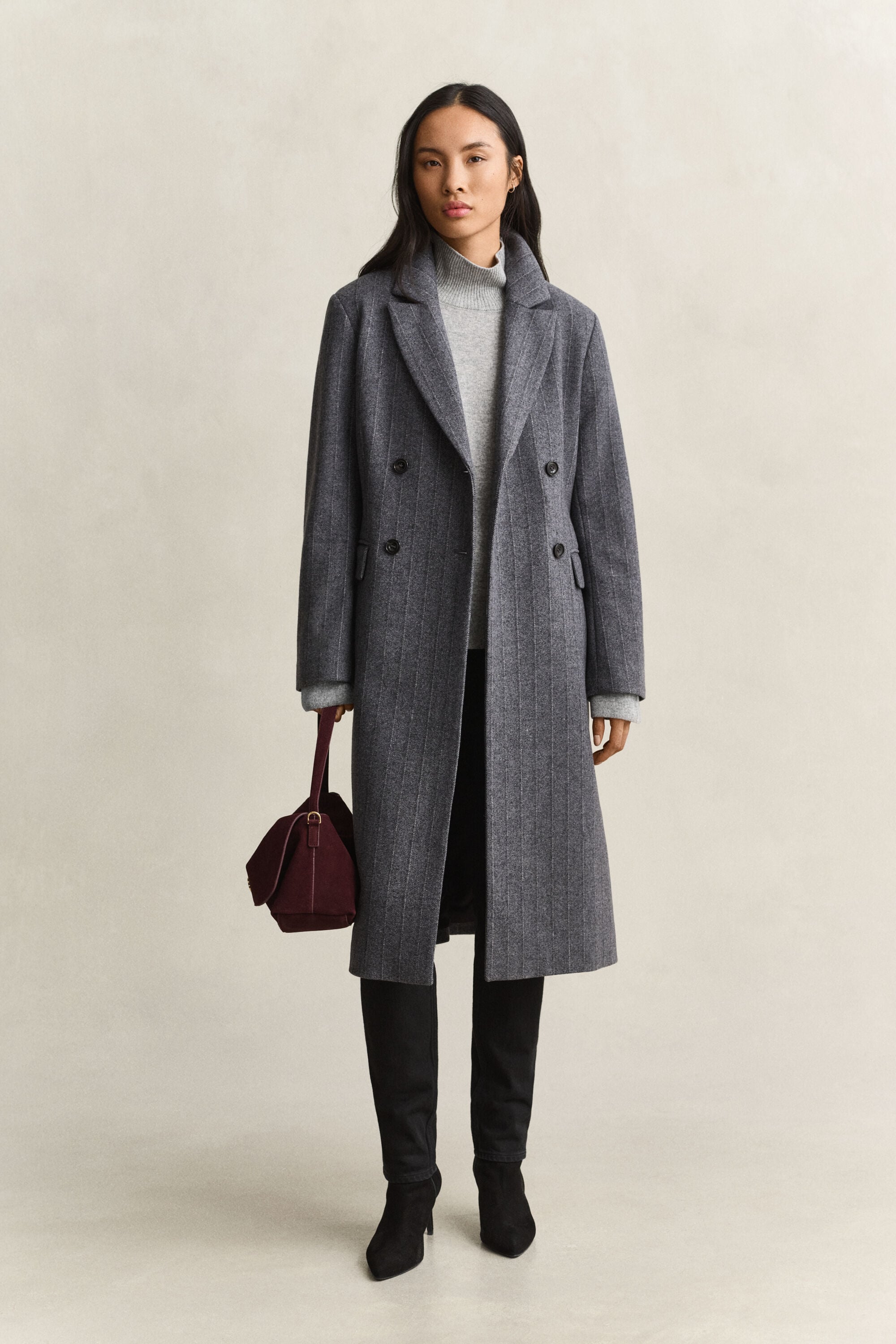 Cappotto misto lana a righe