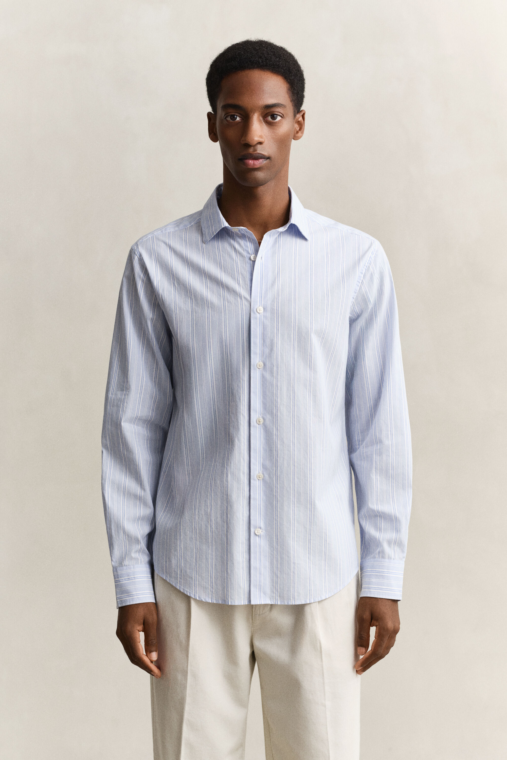 Camicia a righe in tessuto a spina di pesce regular fit