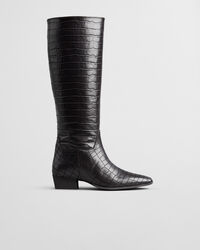 Bassotte Croc-Effect Leather Knee-High Boots