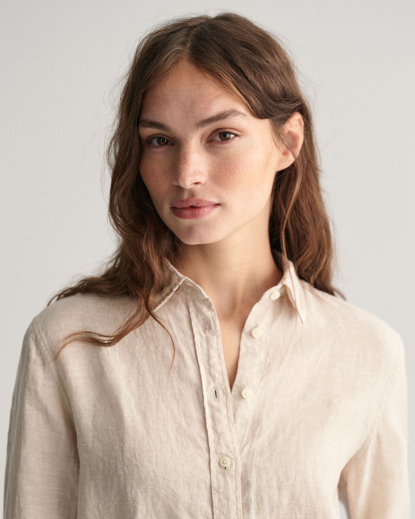 Regular Fit Leinen Chambray Bluse