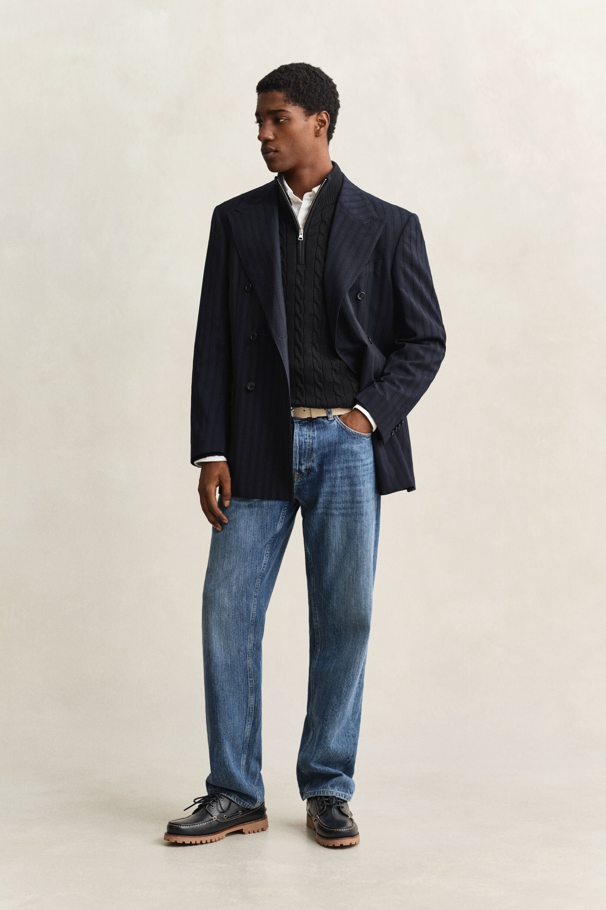 Pull à demi-zip en maille de coton torsadée