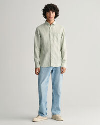 Regular Fit Leinen Hemd mit Streifen