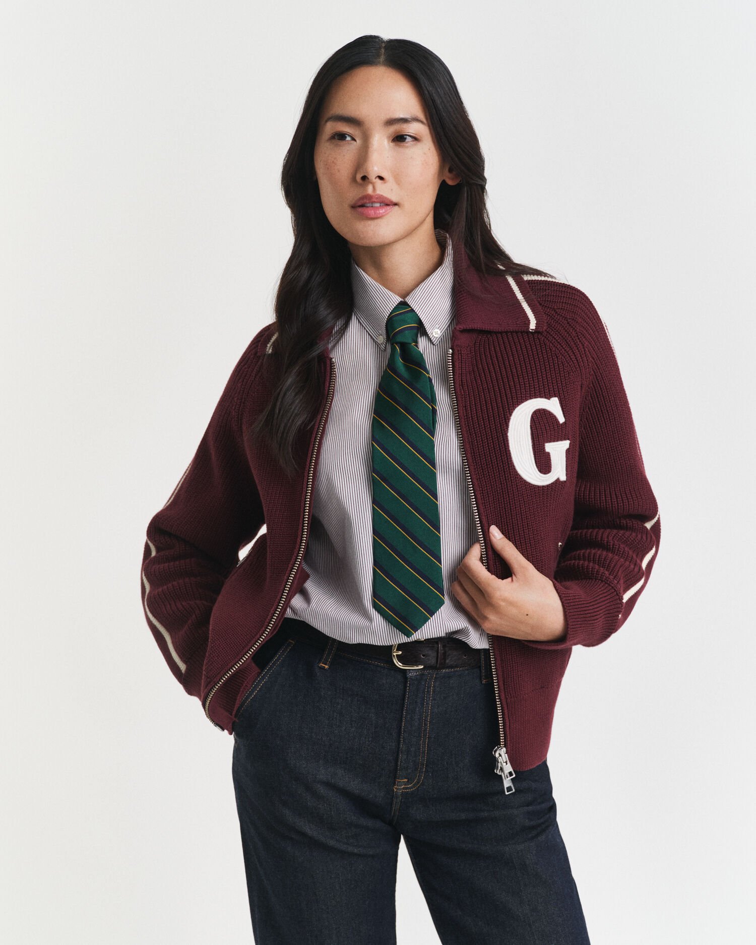 GANT Varsity Strickjacke mit Reißverschluss