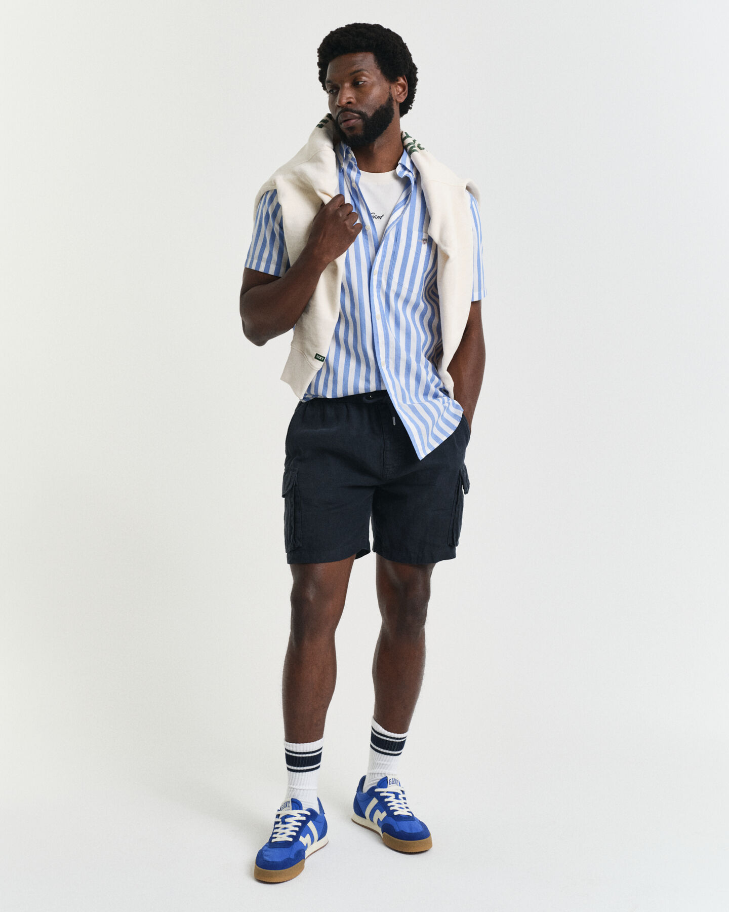 Regular Fit Classic Popeline Kurzarmhemd mit Streifen