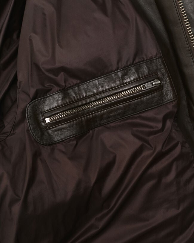 Puffer Jacke aus Leder mit Gänsedaunen