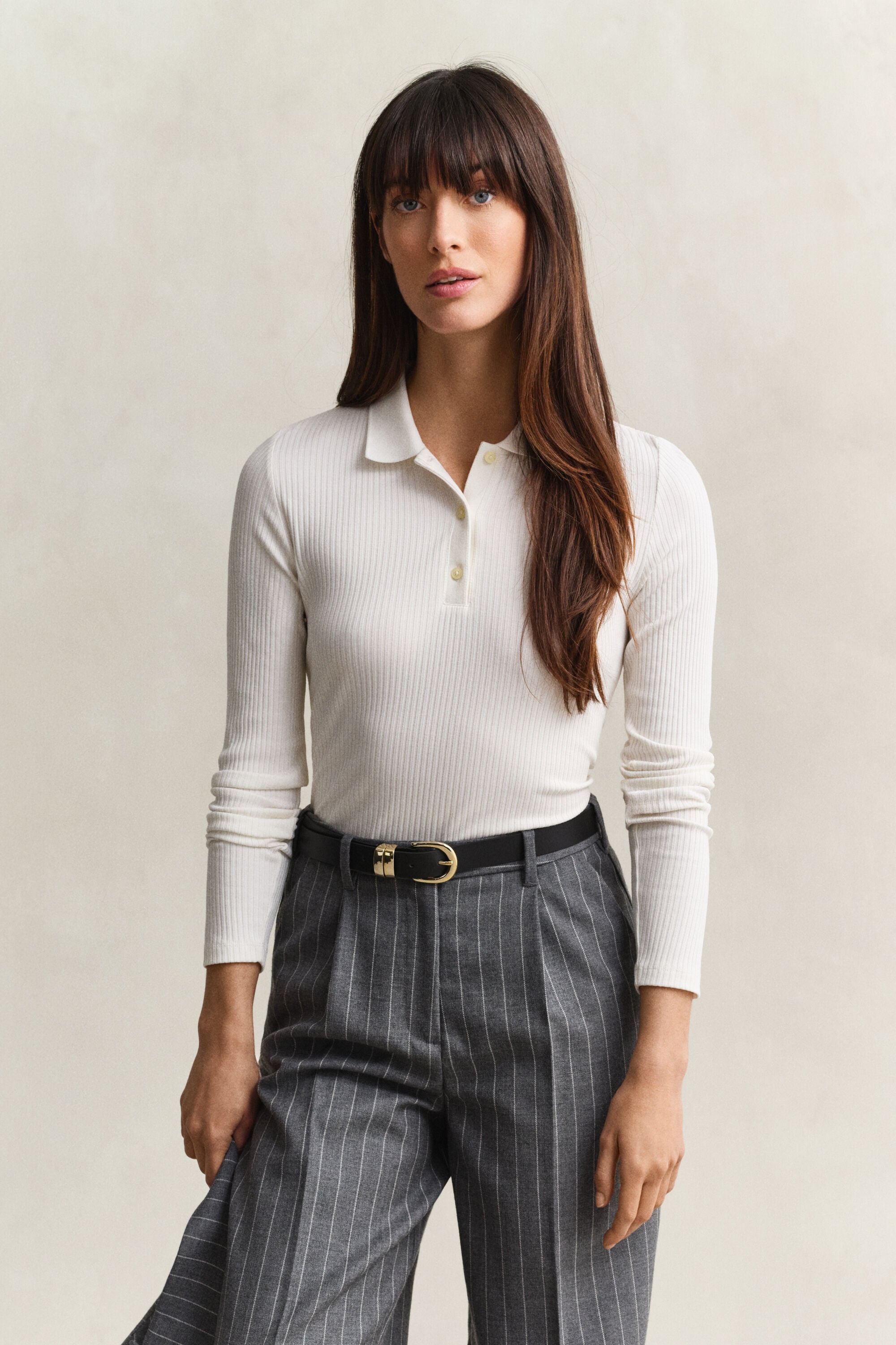 Slim Ribbed Polo Top