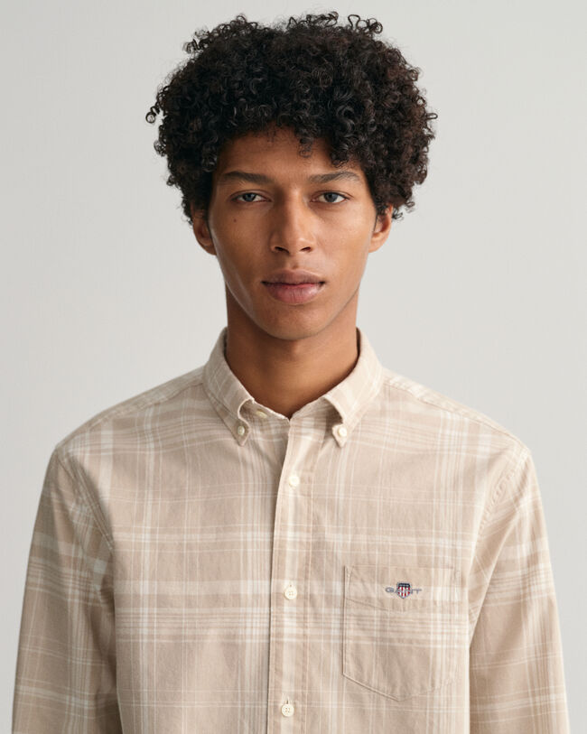 Regular Fit Baumwoll Leinen Hemd mit Karomuster