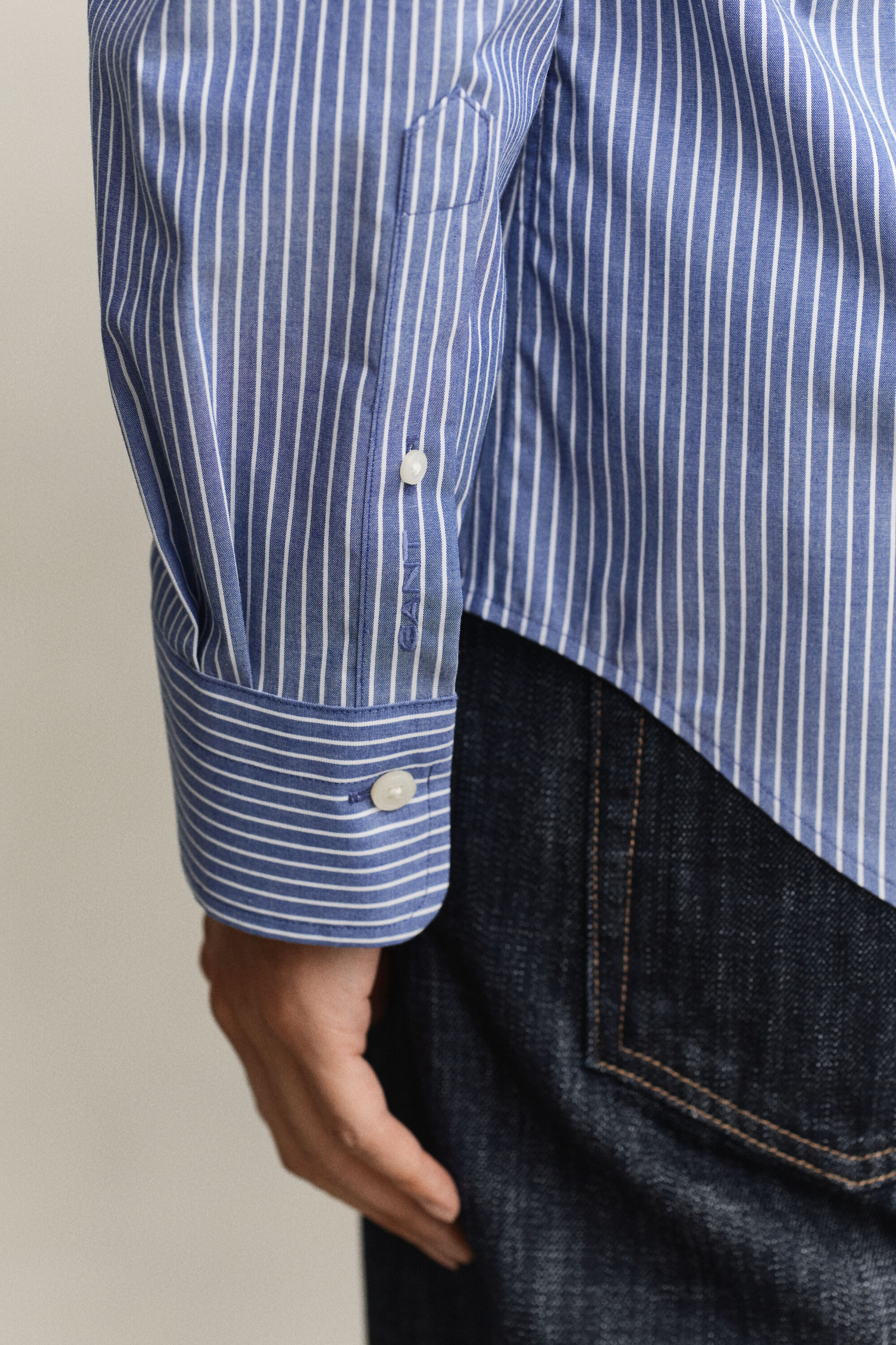 Chemise en popeline stretch à rayures