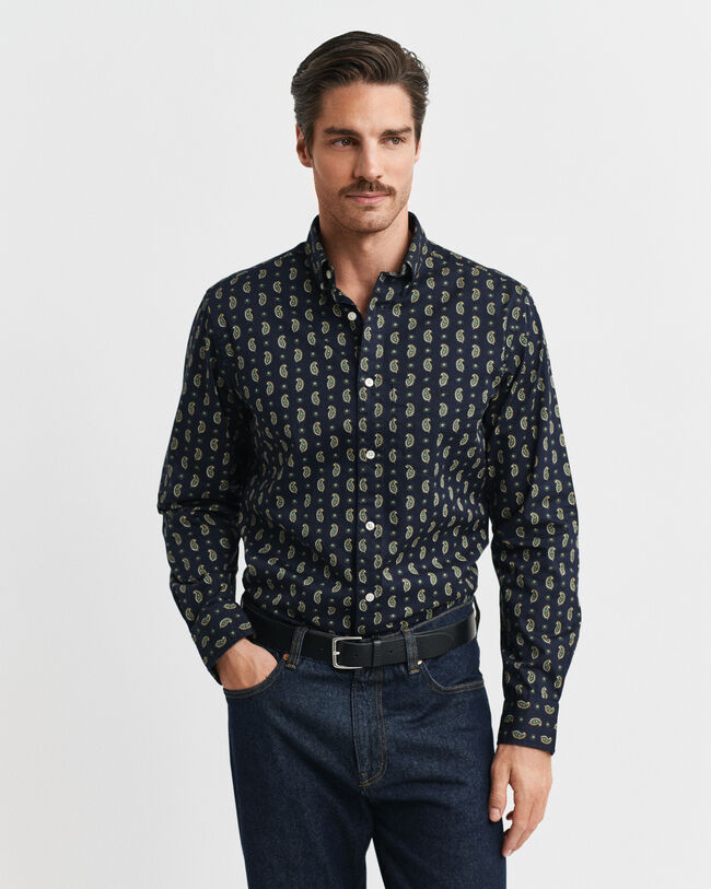 Regular Fit Twill-Hemd mit Paisley-Print