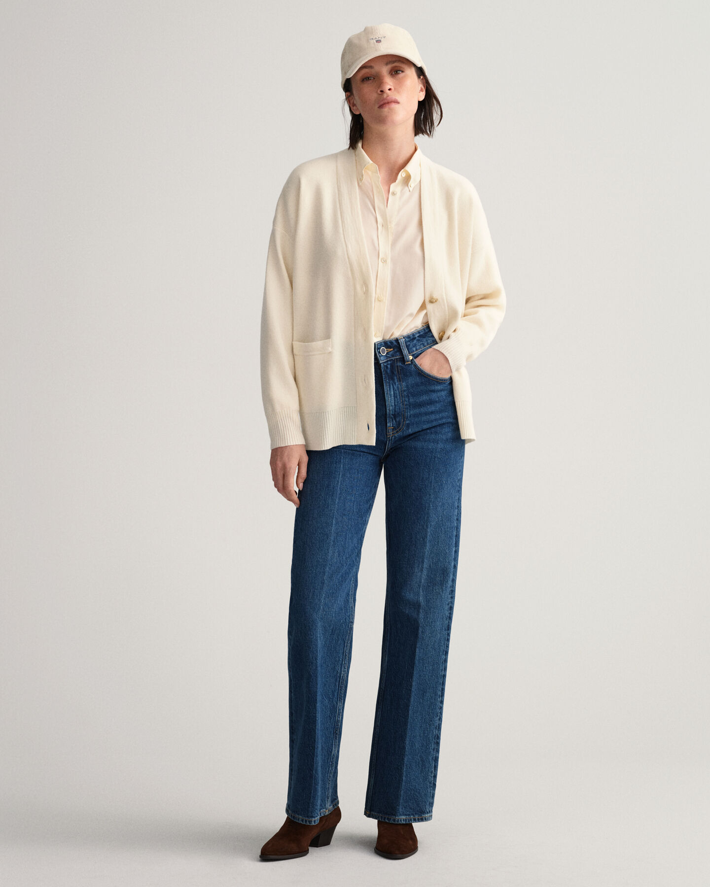 Einfarbiger Oversized Strickjacke