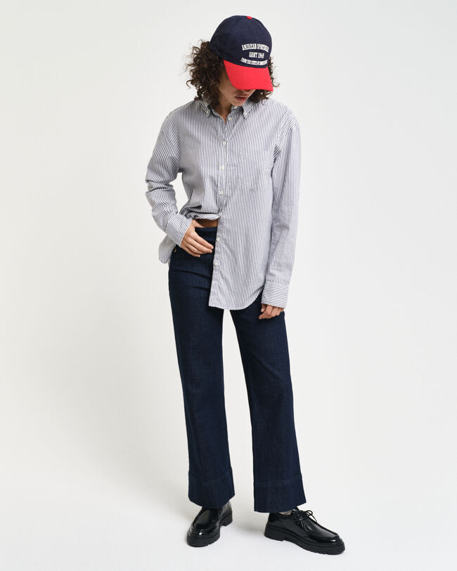 Gestreifte Relaxed Fit Luxury Oxford-Bluse