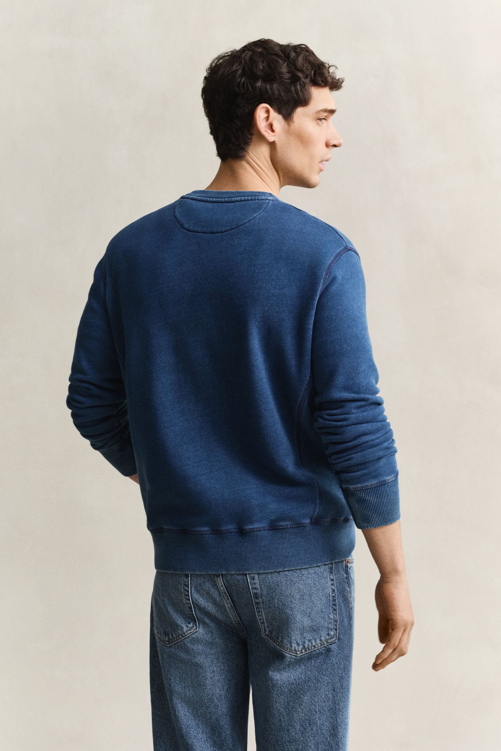 Sweat-shirt col rond indigo
