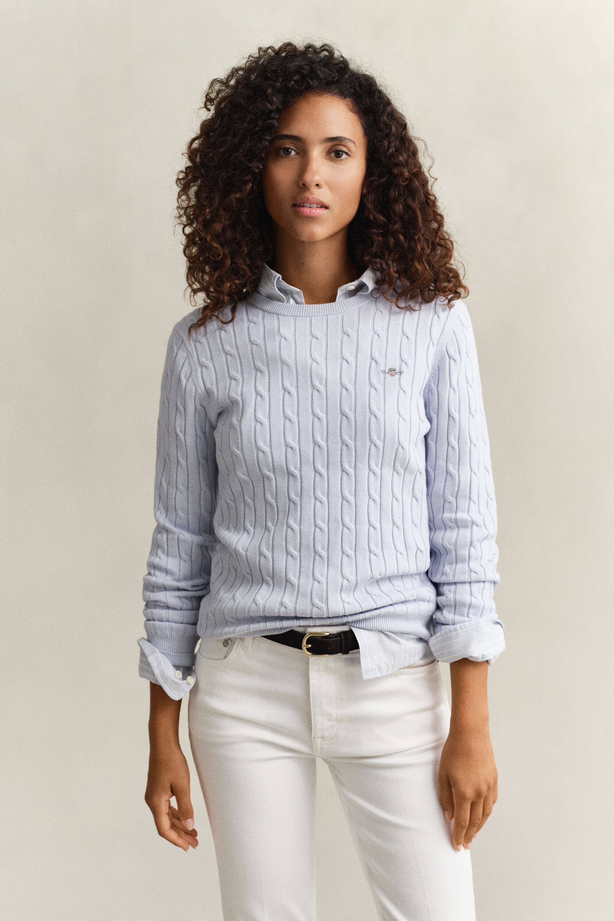 Pull col rond en maille torsadée