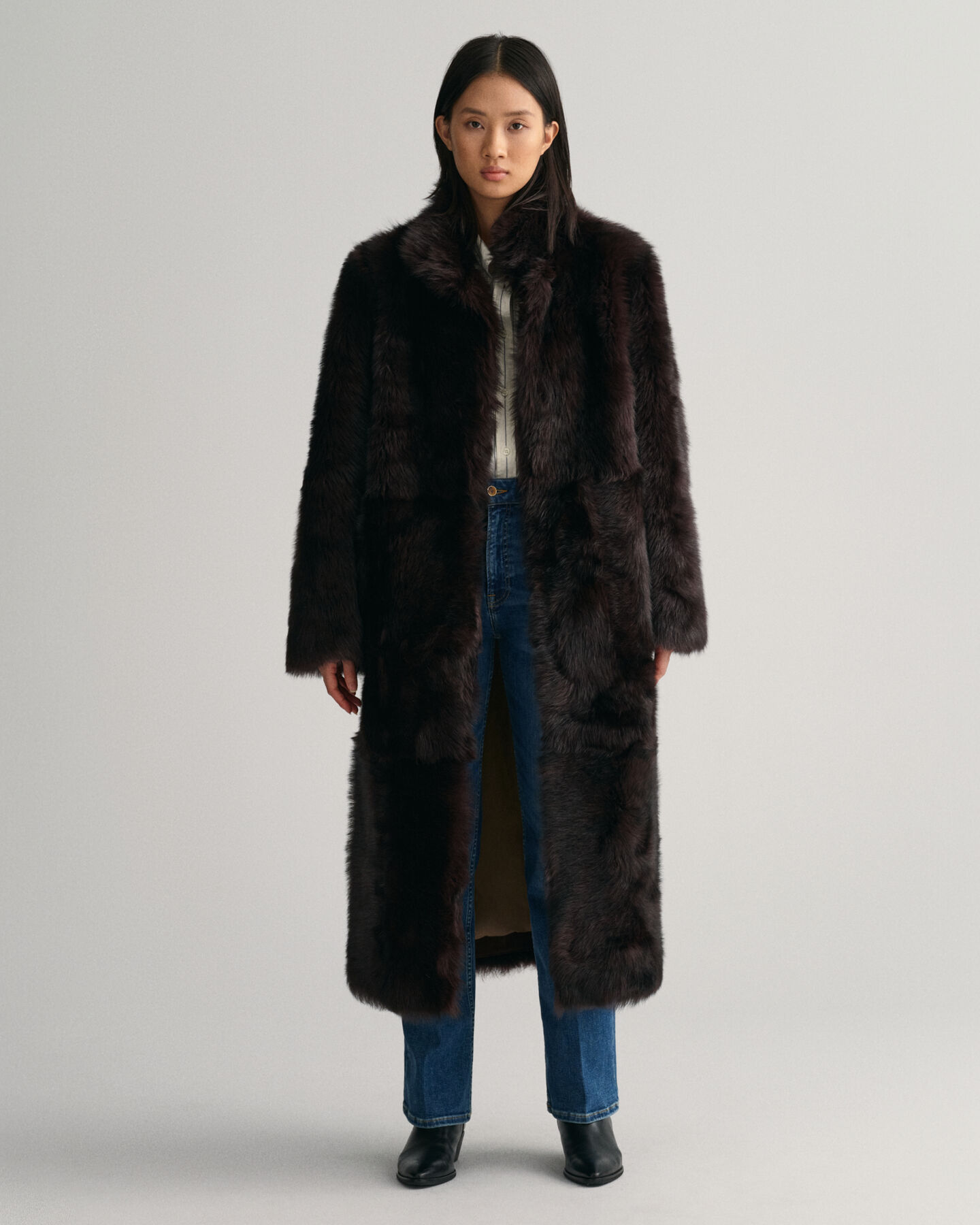 Langer Shearling-Mantel